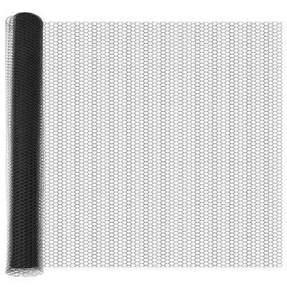 Hexagonal Fence with Post 50 x 1.2 m PVC-Coated Steel Grey Mesh