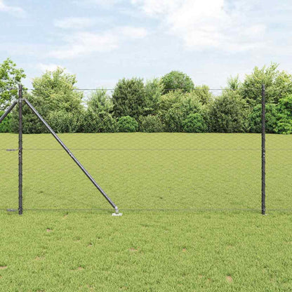 Hexagonal Fence with Post 50 x 1.2 m PVC-Coated Steel Grey Mesh