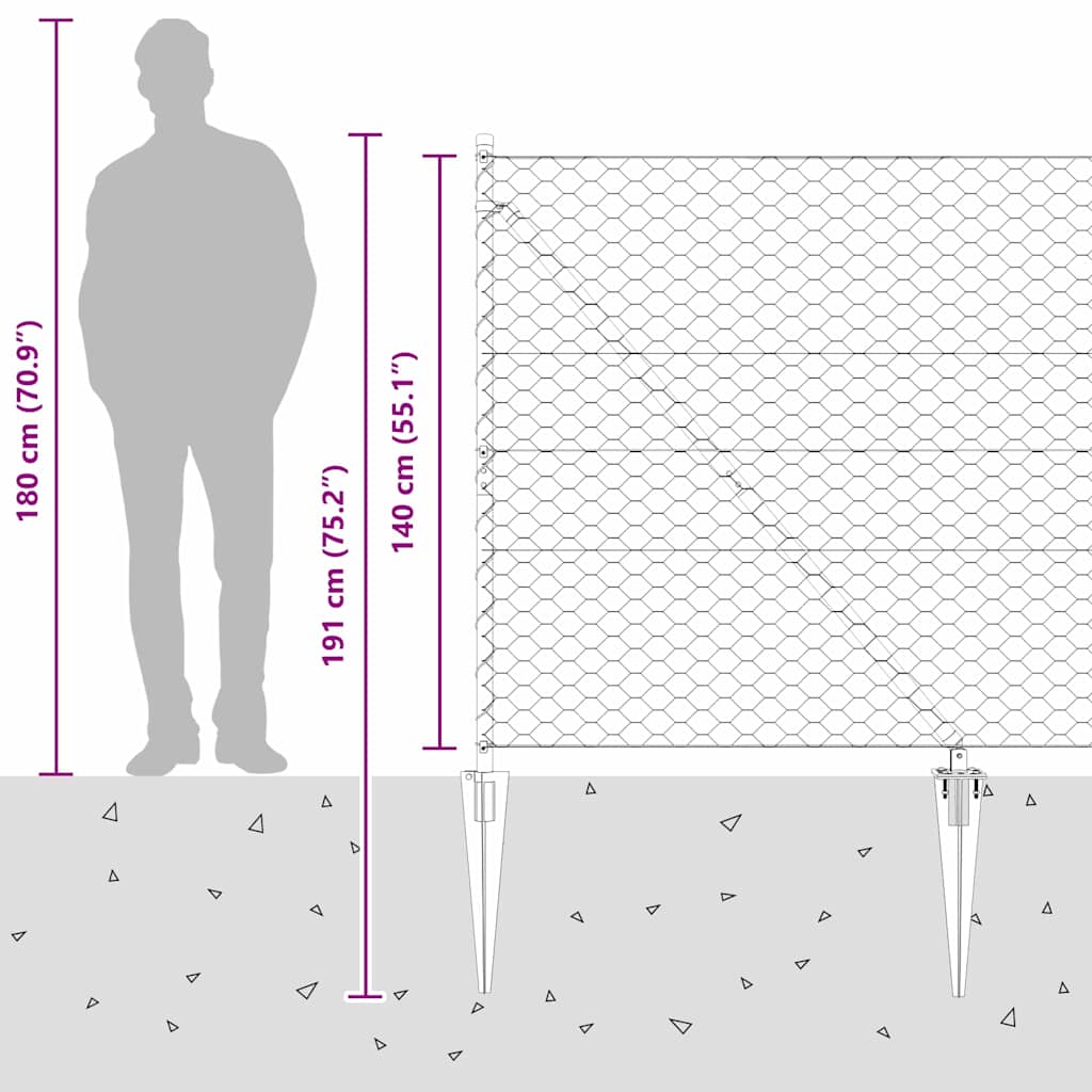 Welded Wire Fence with Spikes 50 x 1.4 m (W x H)
