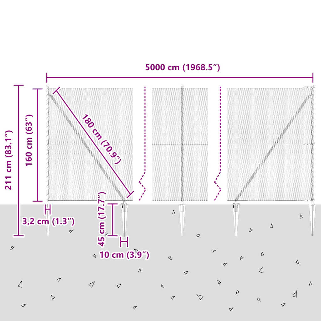 Welded Wire Fence with Spikes 50 x 1.6 m (W x H)