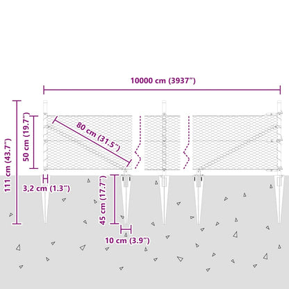 Welded Wire Fence with Spikes 100 x 0.5 m (W x H)