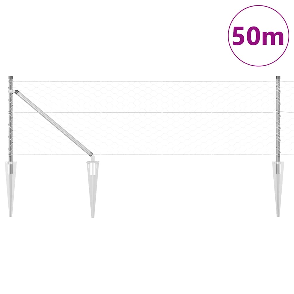 Fence Post Silver 50 x 0.6 m (50 mm mesh) Steel