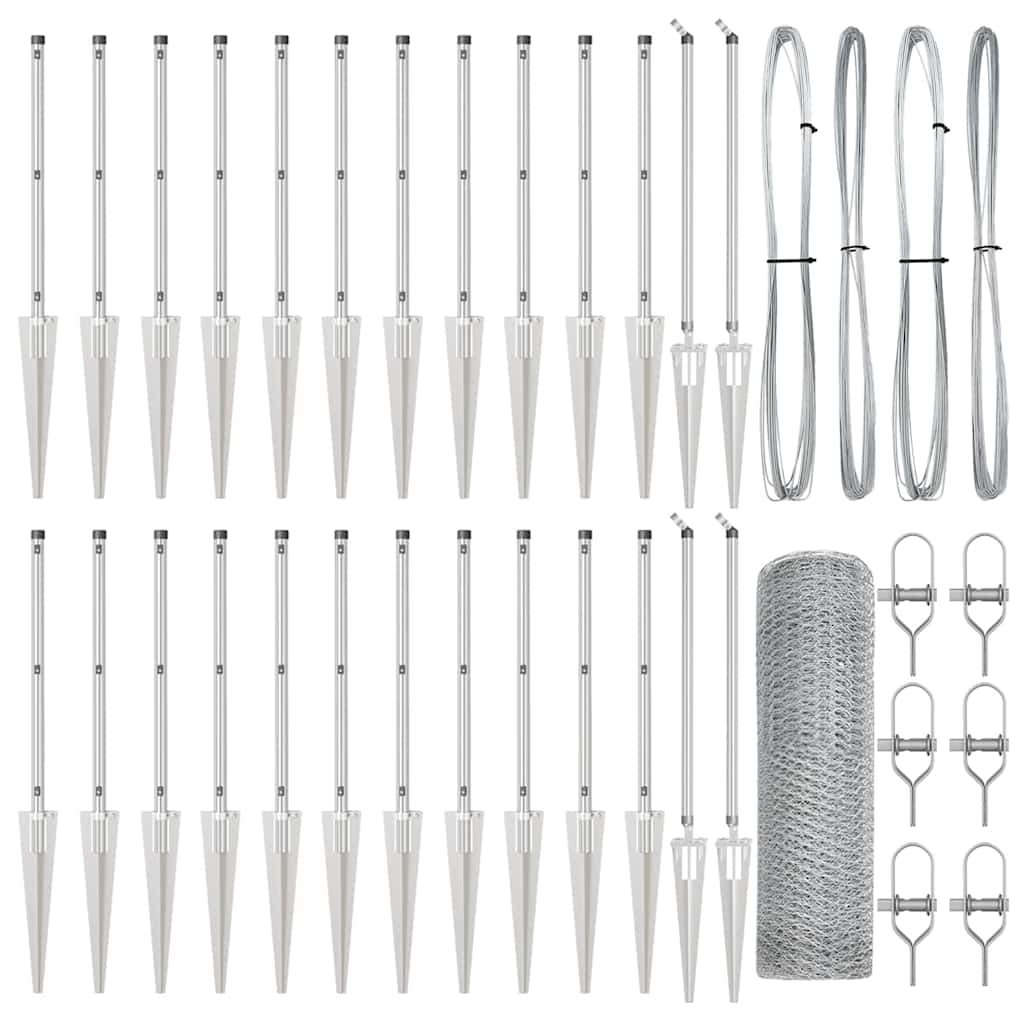 Fence Post Silver 50 x 0.8 m (13 mm mesh) Steel