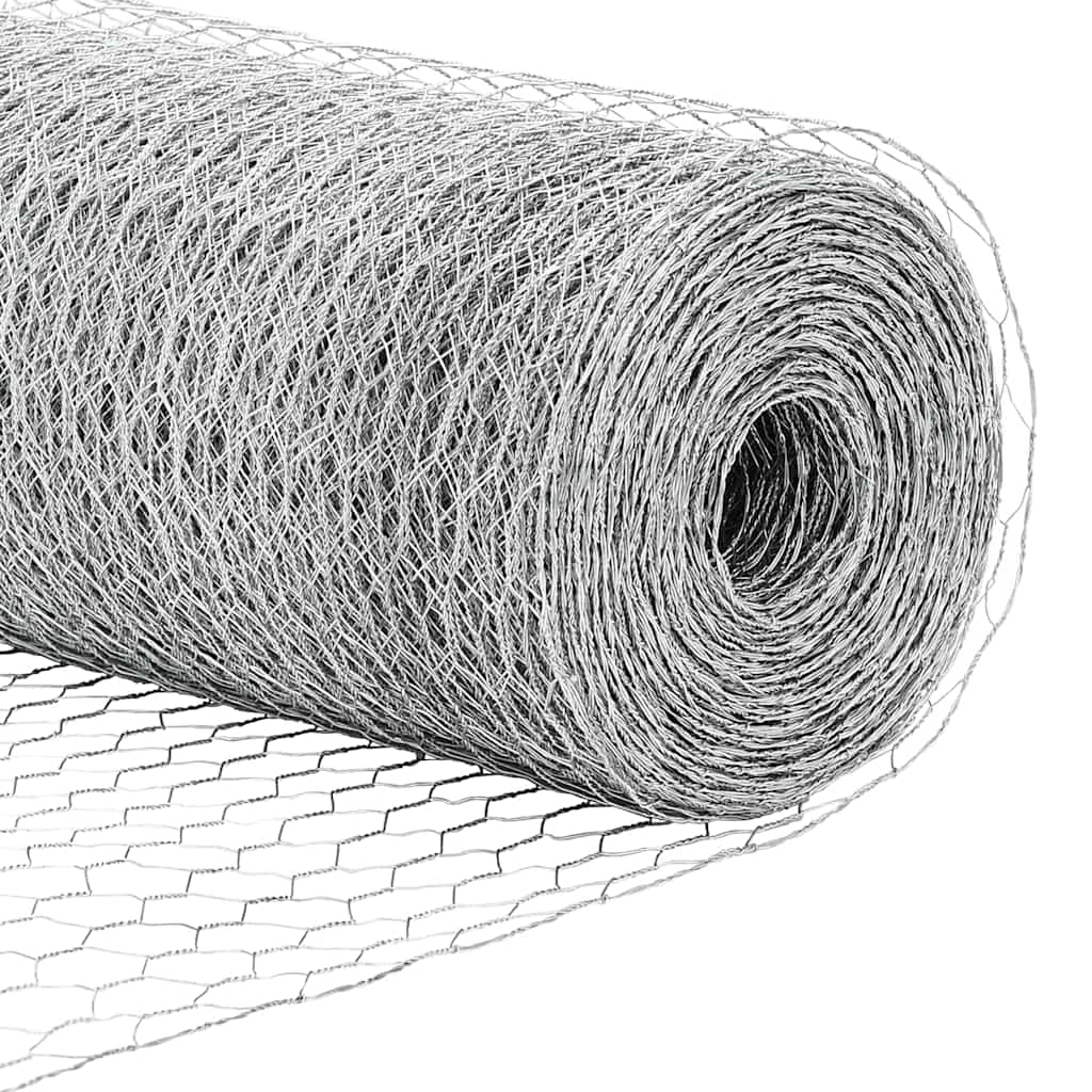 Hexagonal Fence with Post 100 x 0.6 m Galvanised Steel Silver