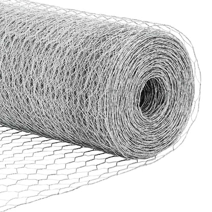 Hexagonal Fence with Post 100 x 0.6 m Galvanised Steel Silver