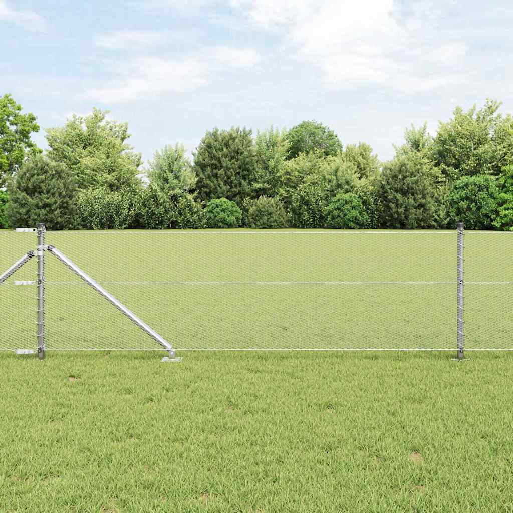 Hexagonal Fence with Post 100 x 0.6 m Galvanised Steel Silver