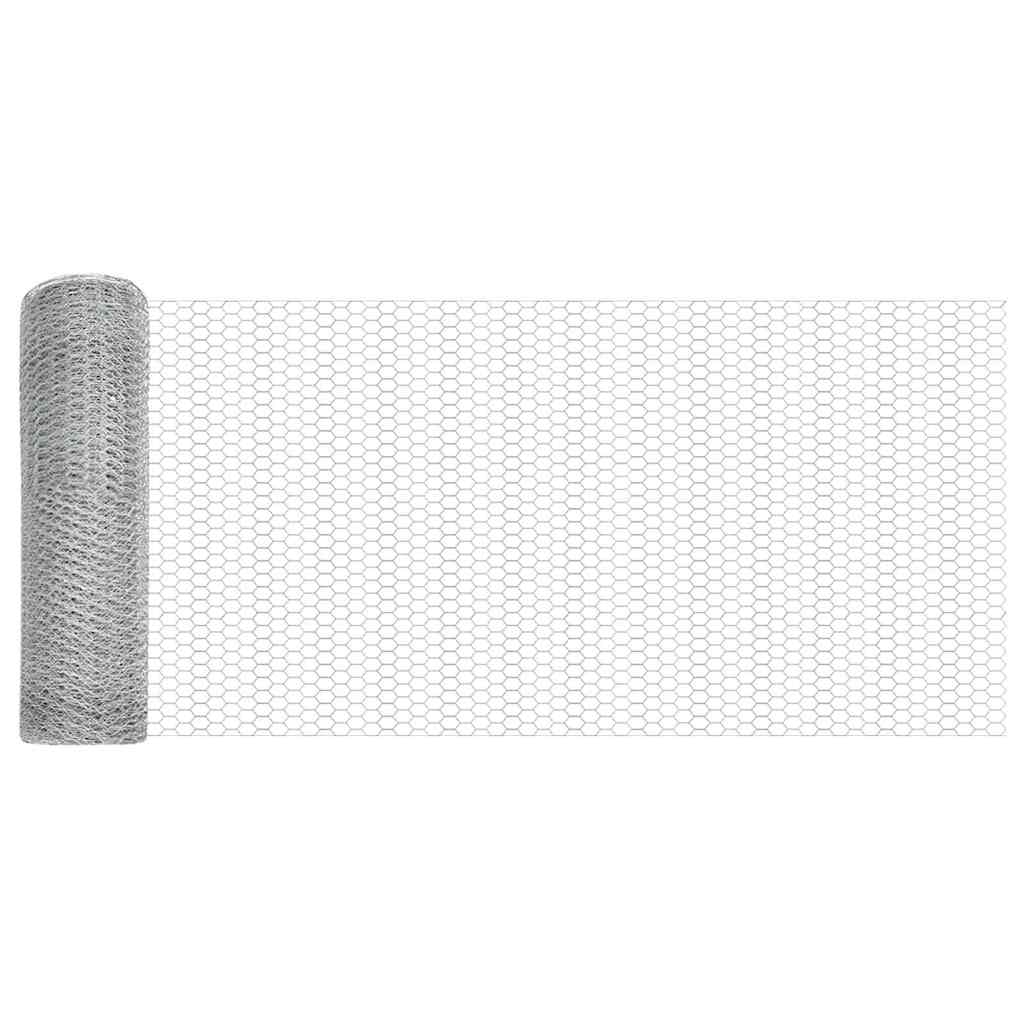 Hexagonal Fence with Post 100 x 0.6 m Galvanised Steel Silver