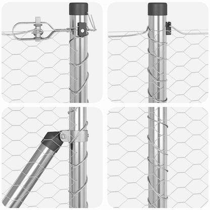 Hexagonal Fence with Post 100 x 0.6 m Galvanised Steel Silver