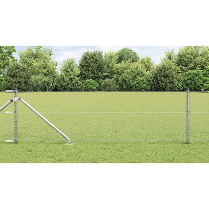 Hexagonal Fence with Post 100 x 0.6 m Galvanised Steel Silver