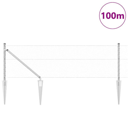 Hexagonal Fence with Post 100 x 0.6 m Galvanised Steel Silver