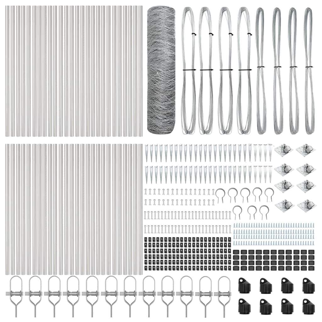 Hexagonal Fence with Post 100 x 0.8 m Galvanised Steel Silver