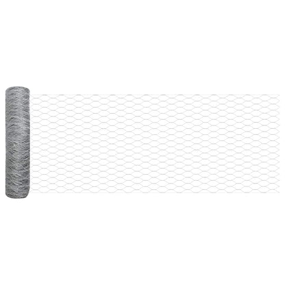 Hexagonal Fence with Post 100 x 0.8 m Galvanised Steel Silver