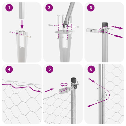 Fence Post Silver 100 x 1 m (25 mm mesh) Steel