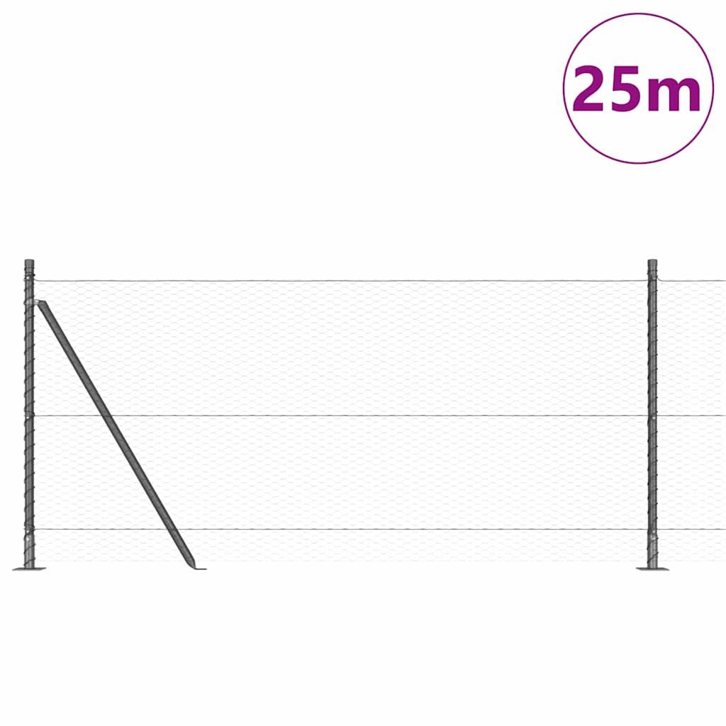Welded Wire Fence with Concrete Base 25 x 1 m (W x H)