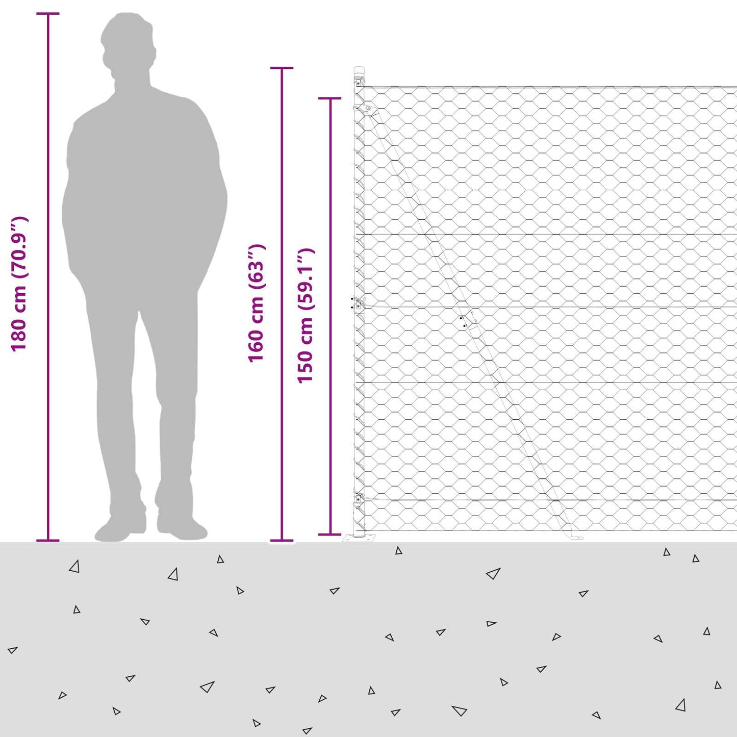 Welded Wire Fence with Concrete Base 10 x 1.5 m (W x H)