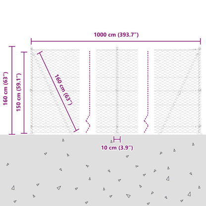 Welded Wire Fence with Concrete Base 10 x 1.5 m (W x H)