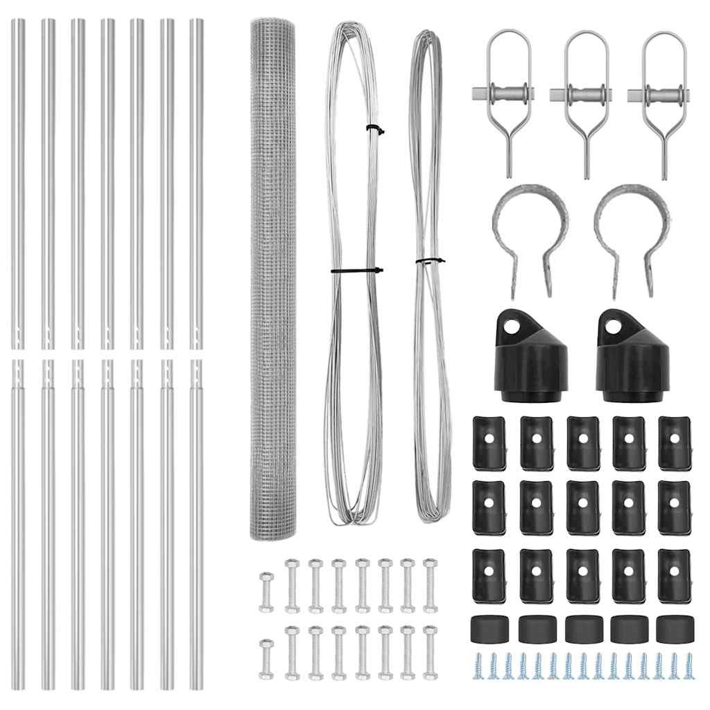 Fence Post Silver 10 x 1.5 m (16 x 16 mm mesh) Steel