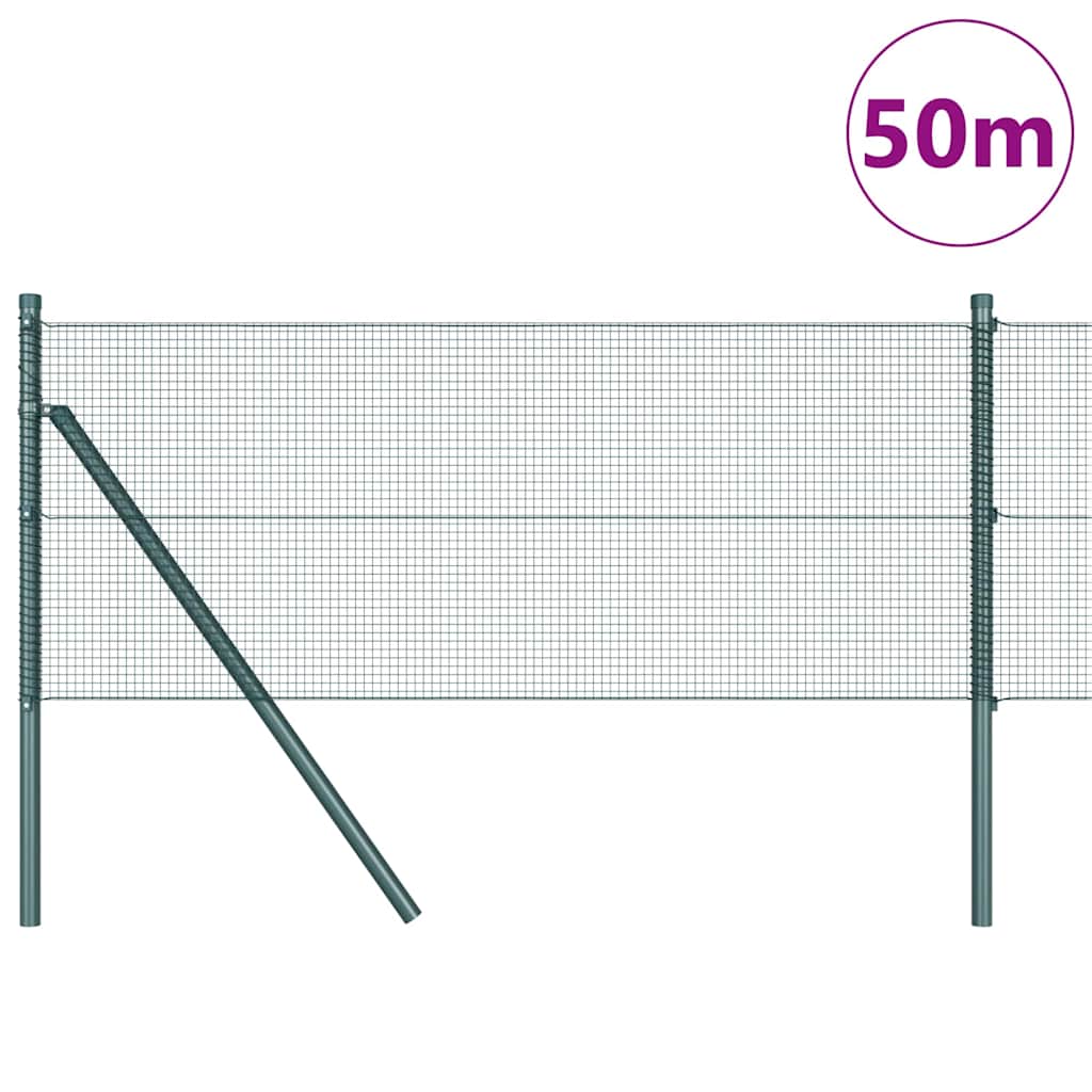 Fence Post Green 50 x 0.4 m (12 x 12 mm mesh) Steel and PVC