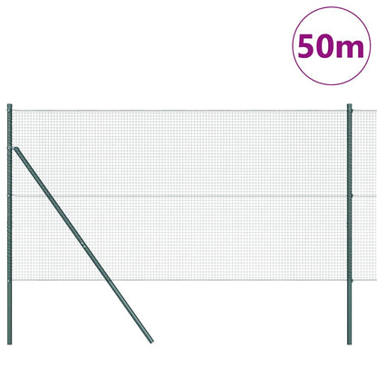 Fence Post Green 50 x 1.4 m (16 x 16 mm mesh) Steel and PVC