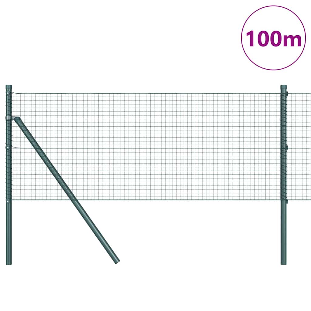 Fence Post Green 100 x 0.5 m (19 x 19 mm mesh) Steel and PVC