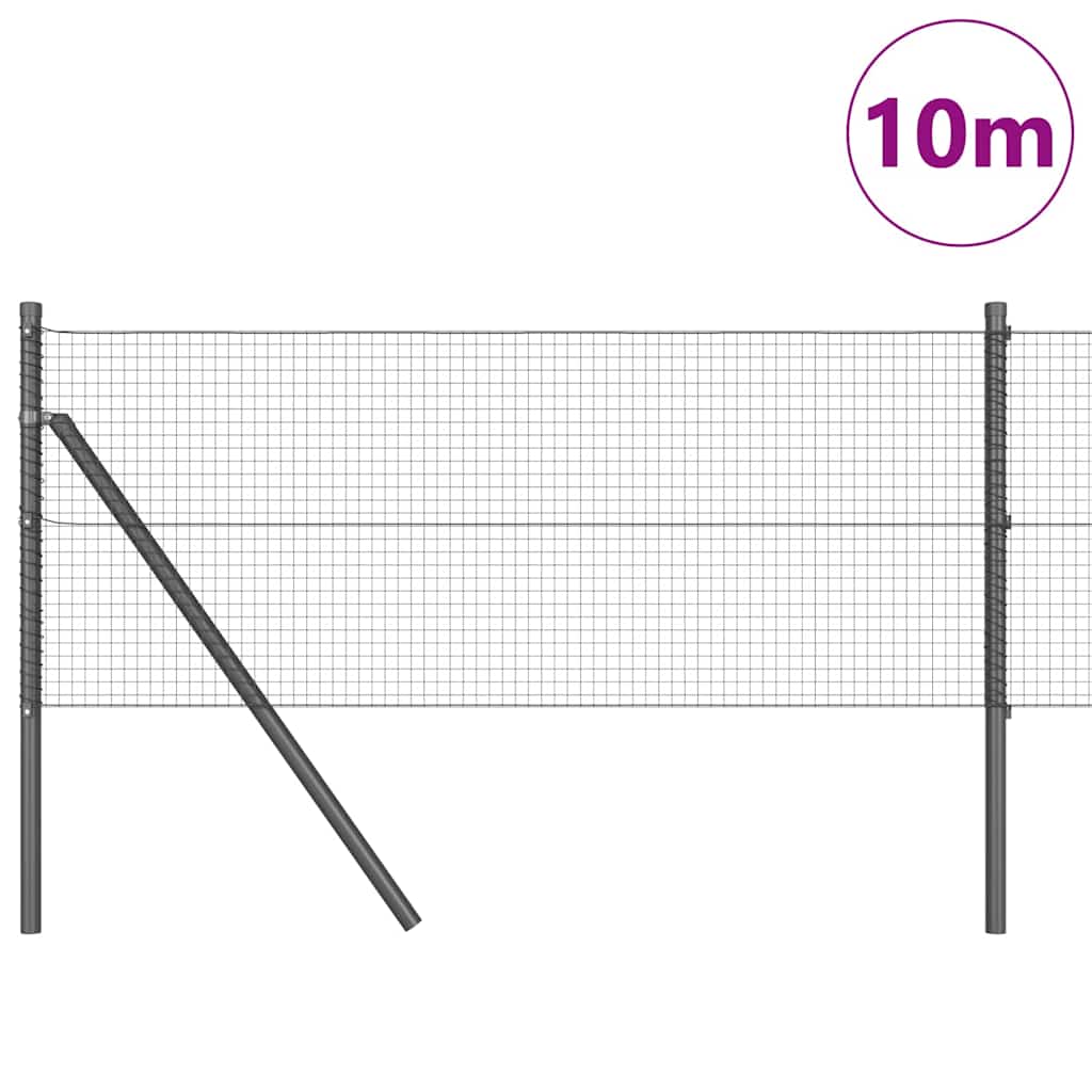 Fence Post Grey 10 x 0.8 m (19 x 19 mm mesh) Steel and PVC