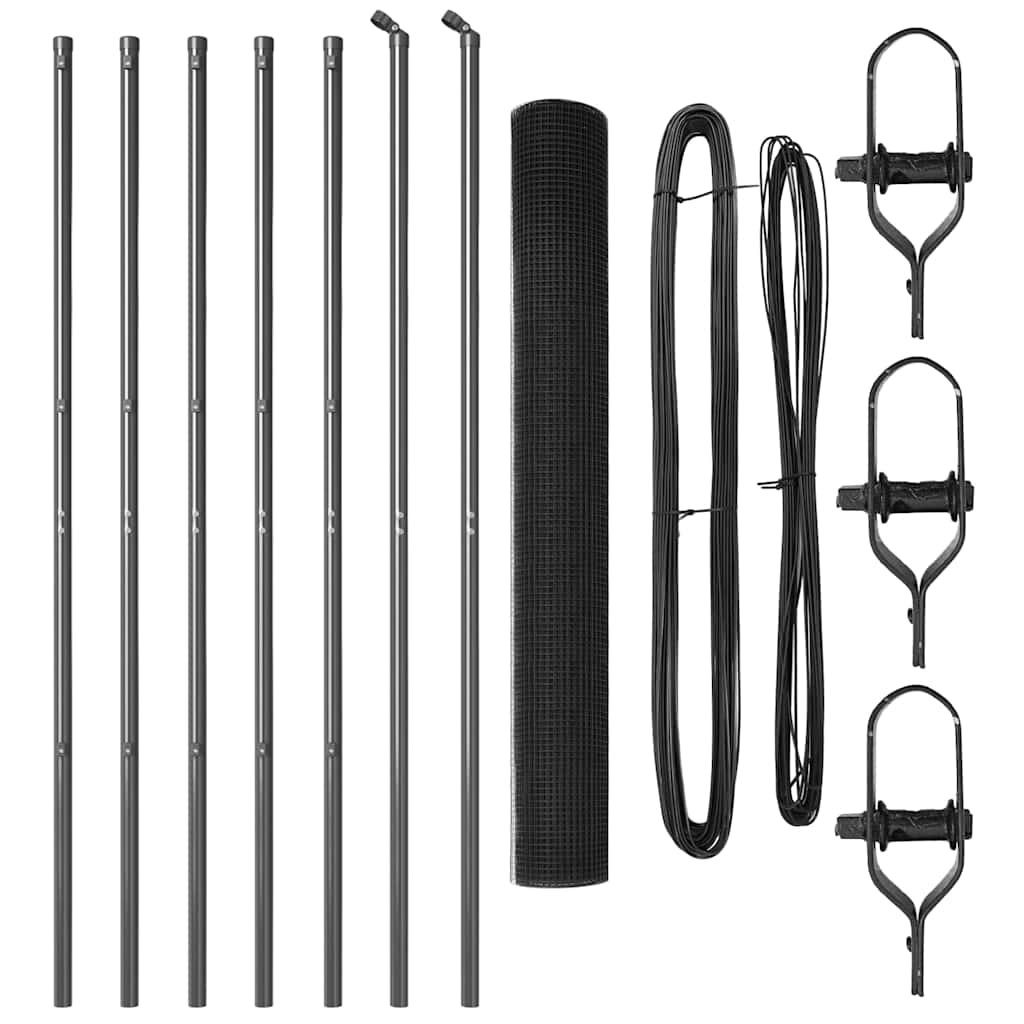 Fence Post Grey 10 x 1.4 m (16 x 16 mm mesh) Steel and PVC