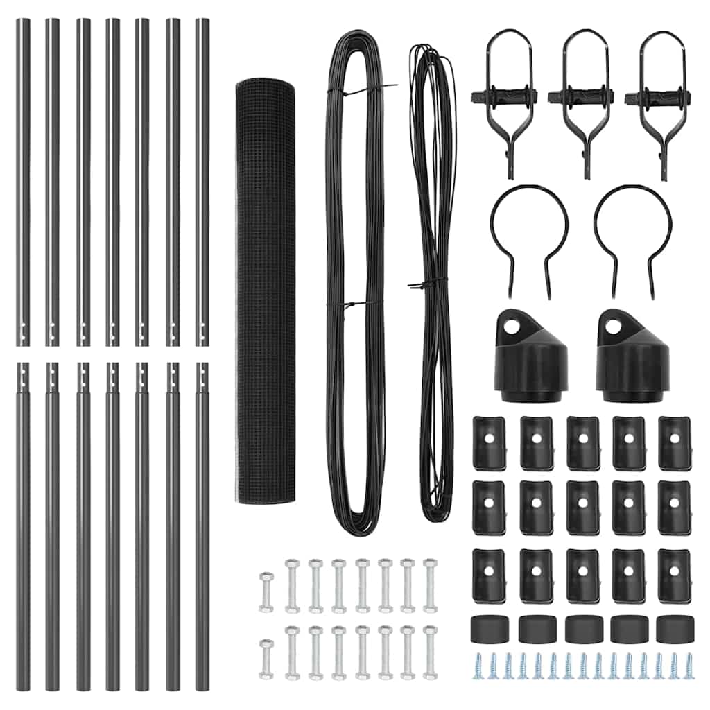 Fence Post Grey 10 x 1.4 m (16 x 16 mm mesh) Steel and PVC