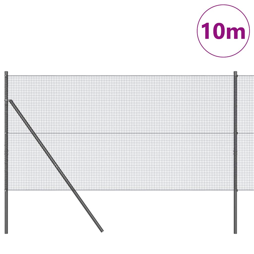Fence Post Grey 10 x 1.4 m (16 x 16 mm mesh) Steel and PVC