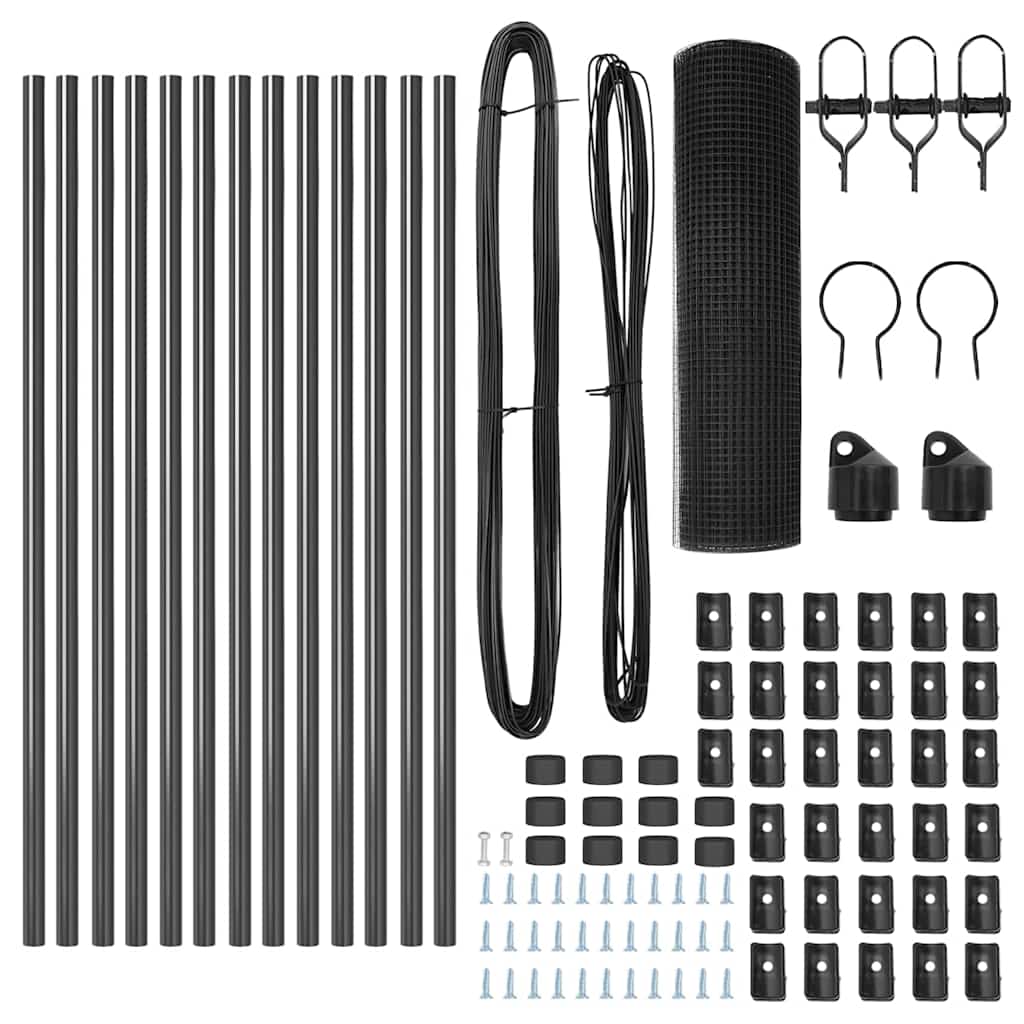 Fence Post Grey 25 x 0.4 m (25 x 25 mm mesh) Steel and PVC