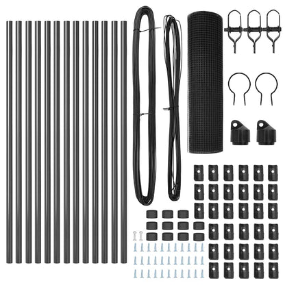 Fence Post Grey 25 x 0.4 m (25 x 25 mm mesh) Steel and PVC