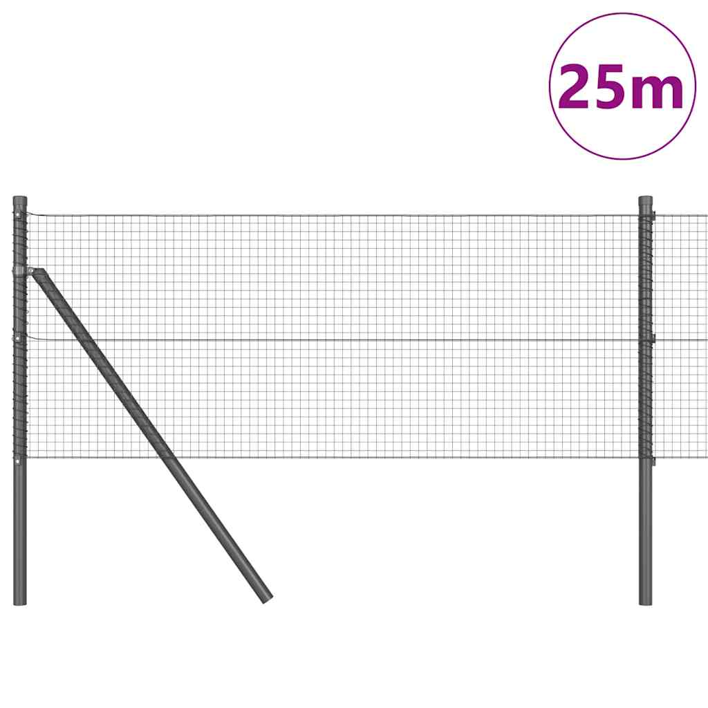 Fence Post Grey 25 x 0.6 m (19 x 19 mm mesh) Steel and PVC