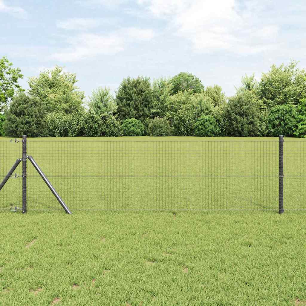Fence Post Grey 25 x 0.8 m (25 x 25 mm mesh) Steel and PVC