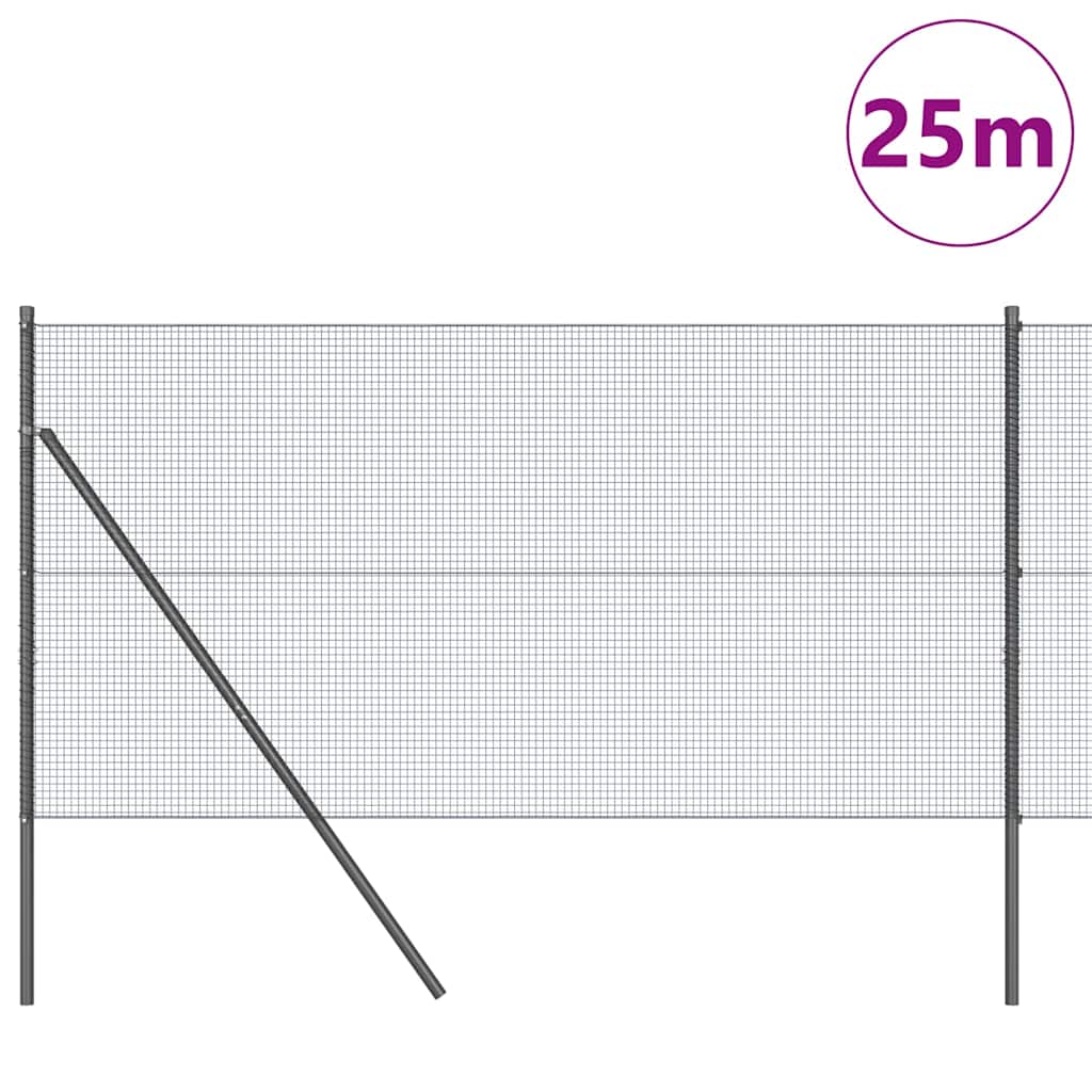 Fence Post Grey 25 x 1.4 m (16 x 16 mm mesh) Steel and PVC