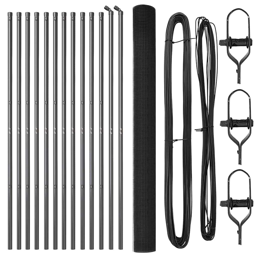 Fence Post Grey 25 x 1.6 m (25 x 25 mm mesh) Steel and PVC