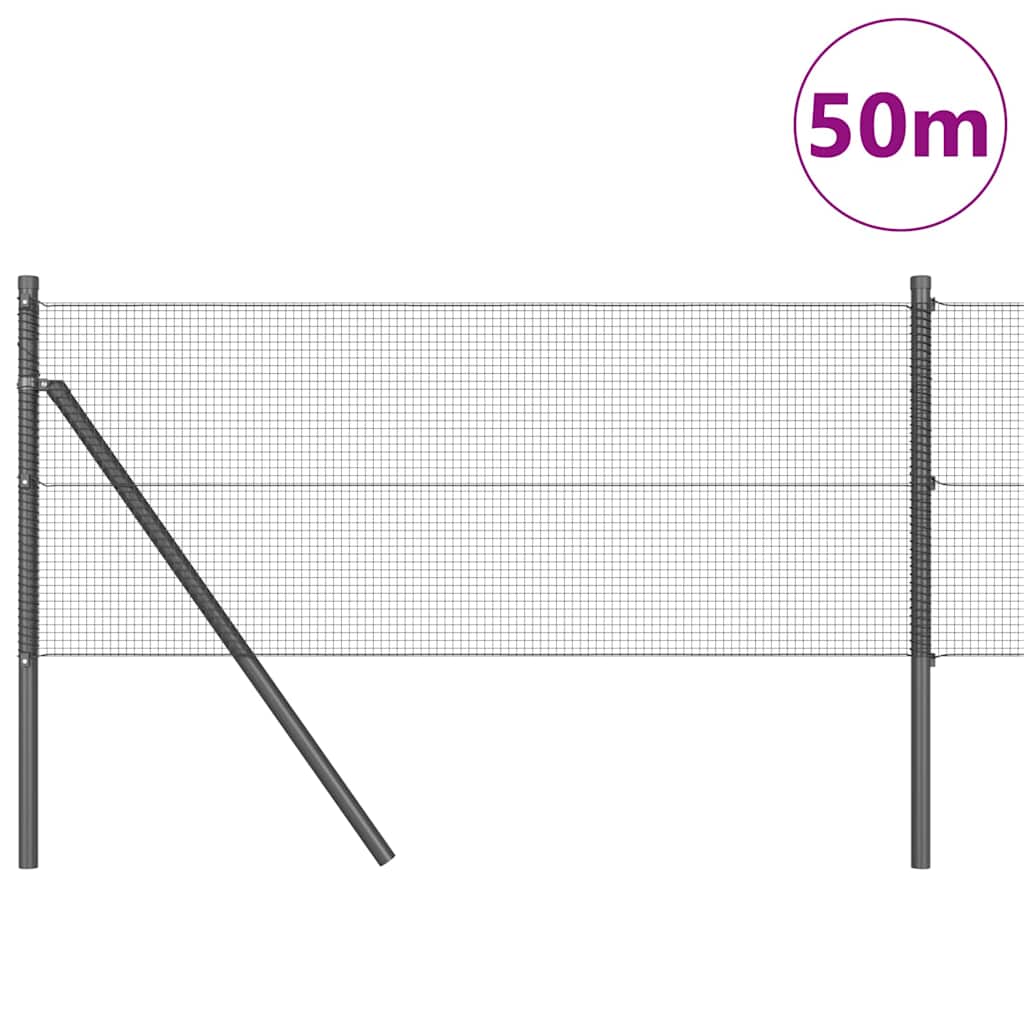 Fence Post Grey 50 x 0.4 m (12 x 12 mm mesh) Steel and PVC