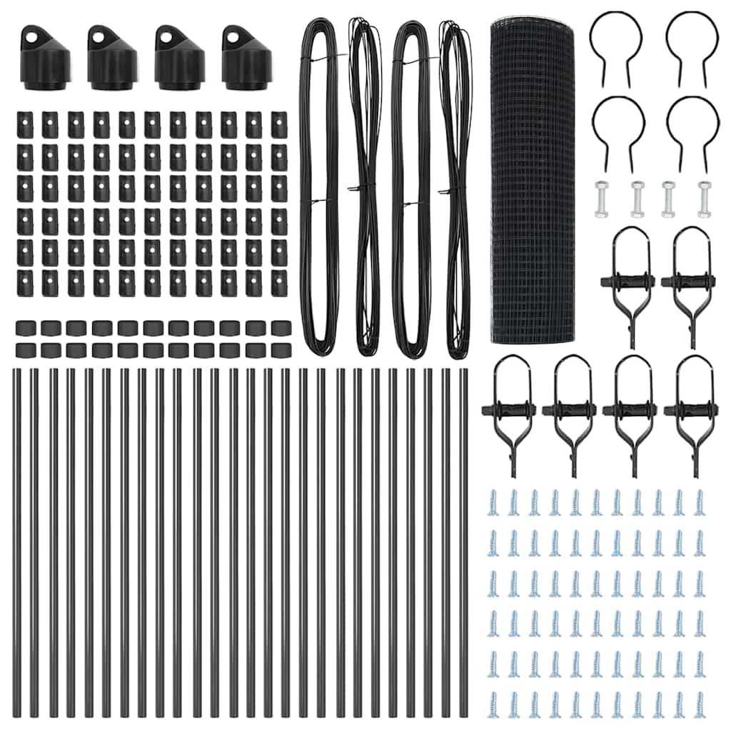 Fence Post Grey 50 x 0.4 m (25 x 25 mm mesh) Steel and PVC