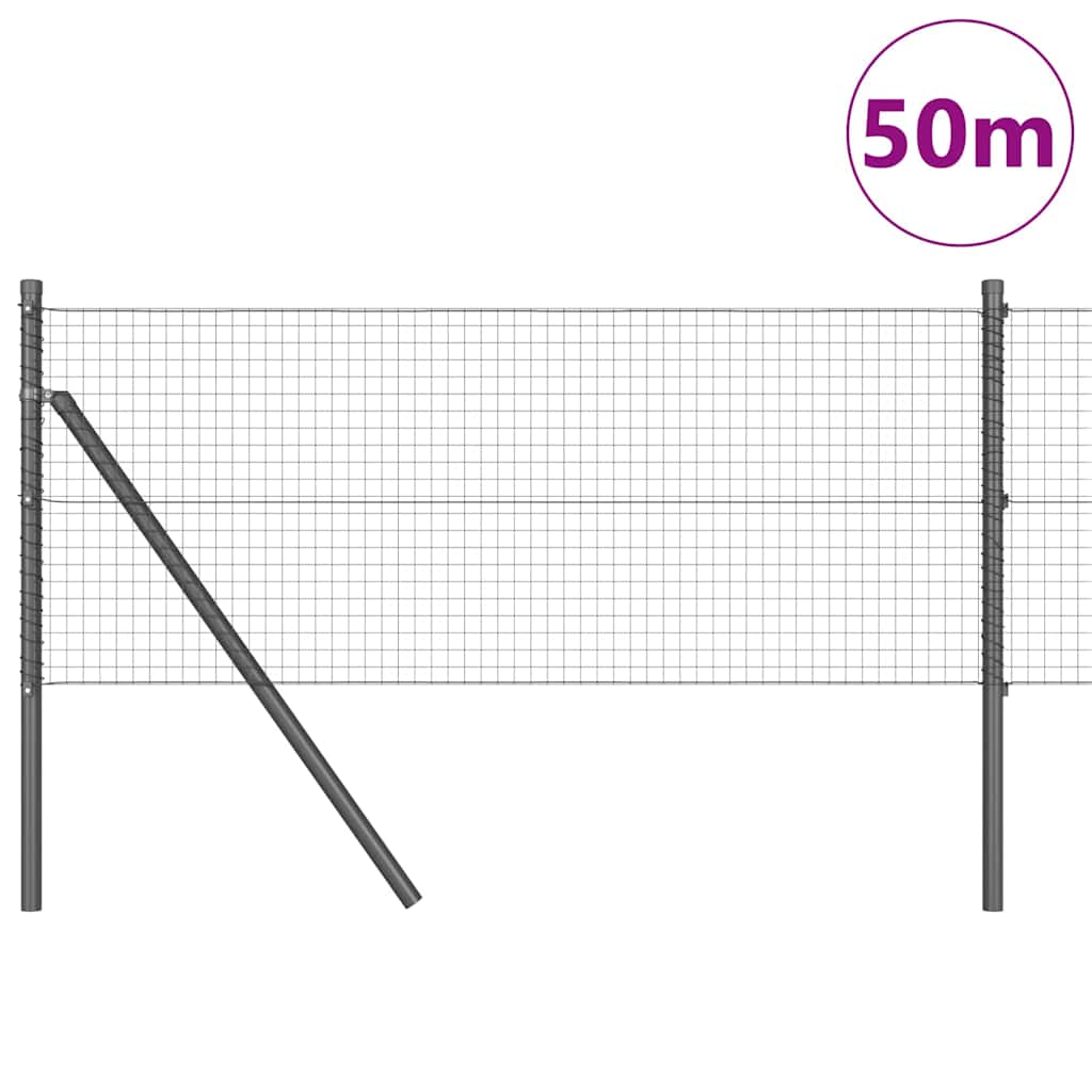 Fence Post Grey 50 x 0.8 m (25 x 25 mm mesh) Steel and PVC