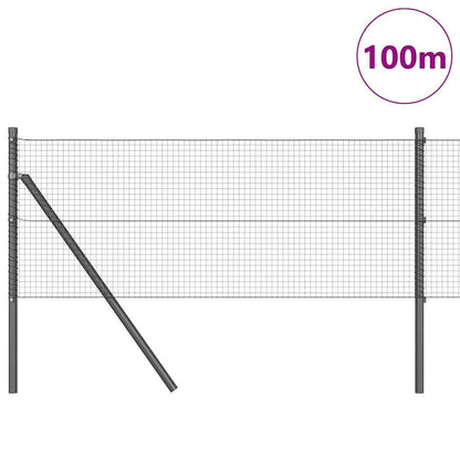 Fence Post Grey 100 x 0.5 m (19 x 19 mm mesh) Steel and PVC