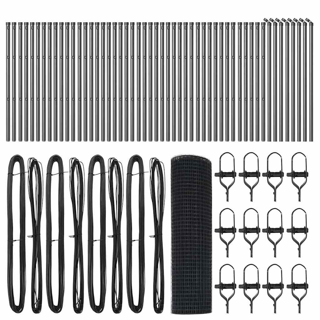 Fence Post Grey 100 x 0.6 m (19 x 19 mm mesh) Steel and PVC