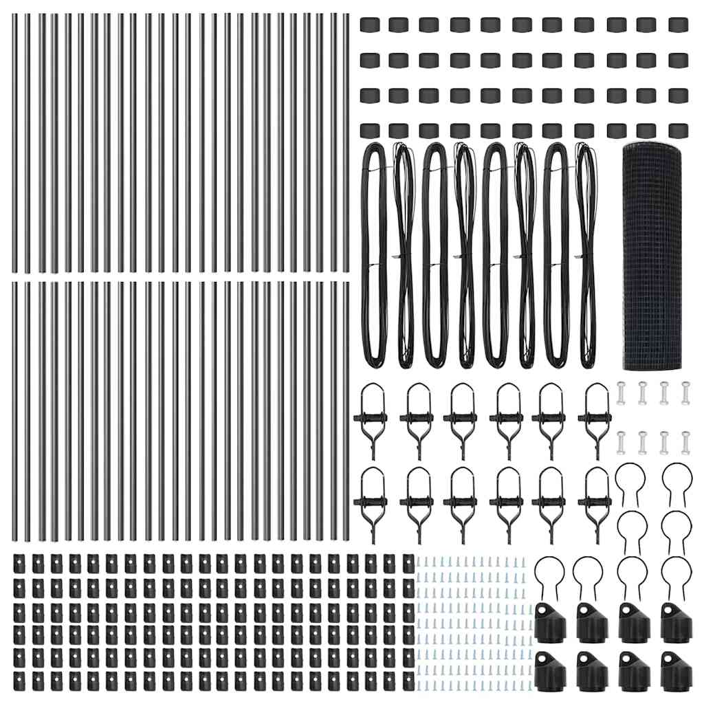 Fence Post Grey 100 x 0.6 m (19 x 19 mm mesh) Steel and PVC
