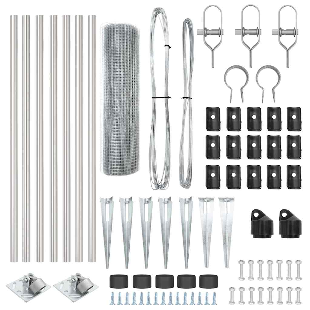 Welded Wire Fence with Spikes Steel Silver Mesh