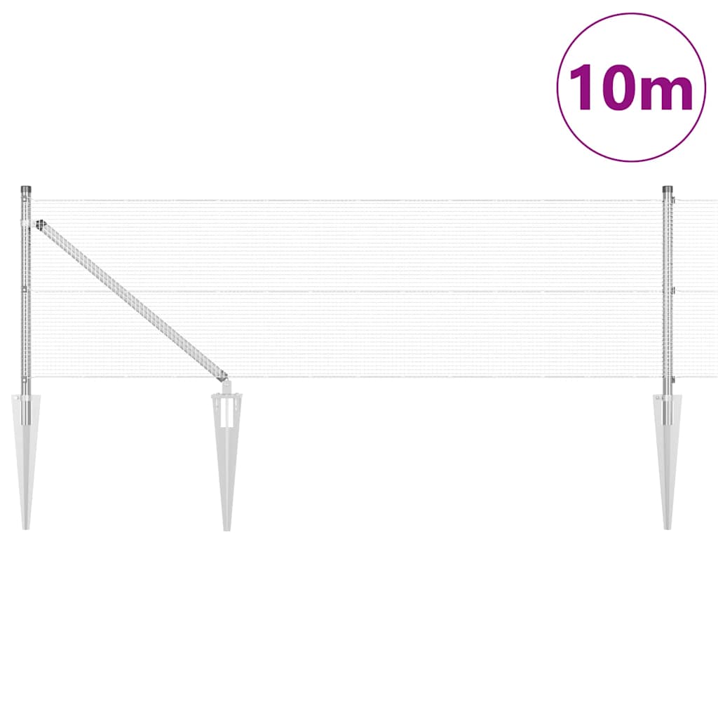 Welded Wire Fence with Spikes Steel Silver Mesh