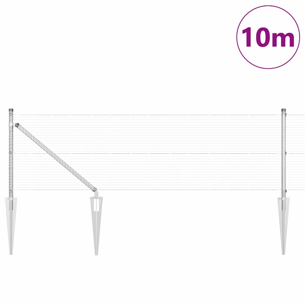 Welded Wire Fence with Spikes Steel Silver Mesh