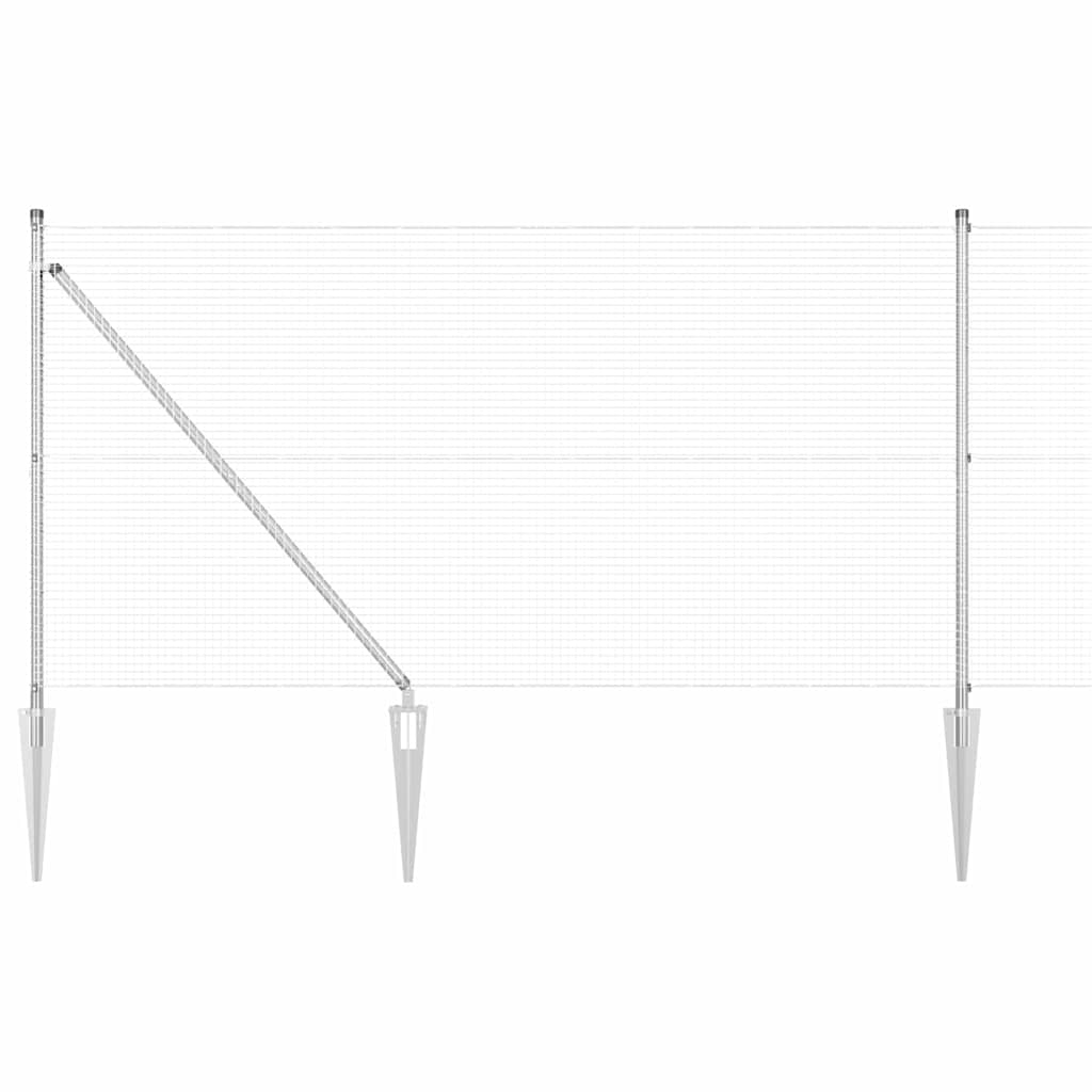 Welded Wire Fence with Spikes Steel Silver Mesh