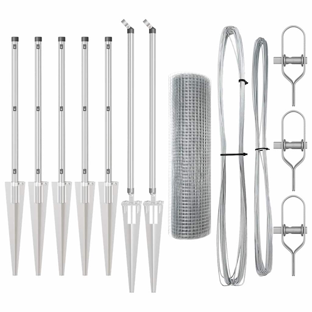 Welded Wire Fence with Spikes Steel Silver Mesh