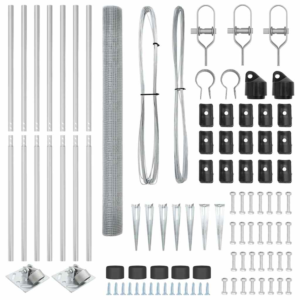 Fence Post Silver 10 x 1.5 m (16 x 16 mm mesh) Steel