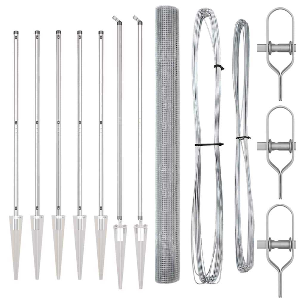 Welded Wire Fence with Spikes Steel Silver Mesh