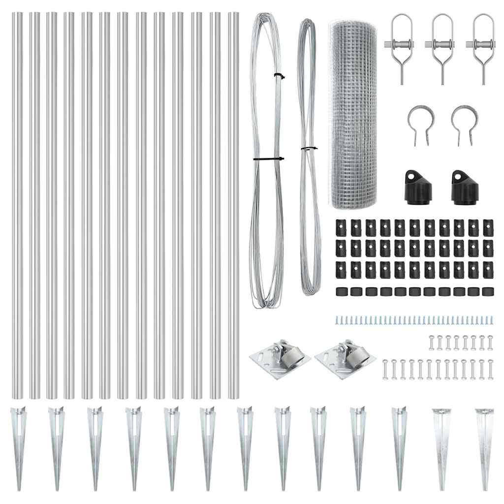 Fence Post Silver 25 x 0.5 m (12 x 12 mm mesh) Steel