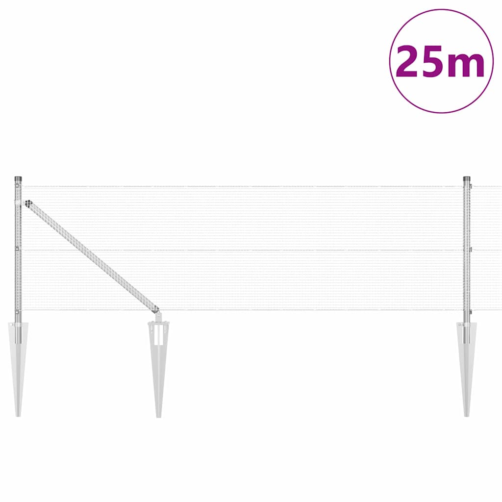 Welded Wire Fence with Spikes Steel Silver Mesh