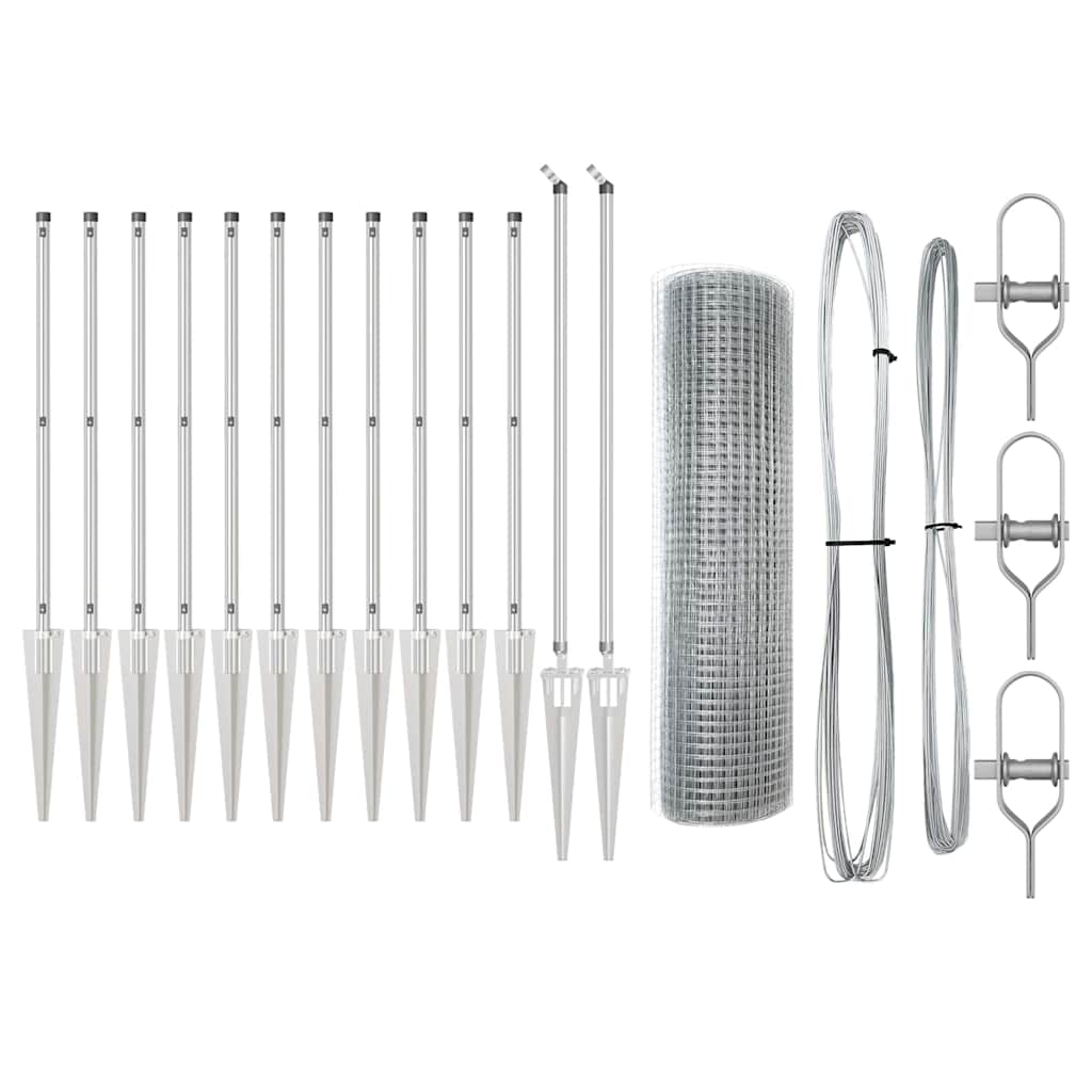 Welded Wire Fence with Spikes Steel Silver Mesh
